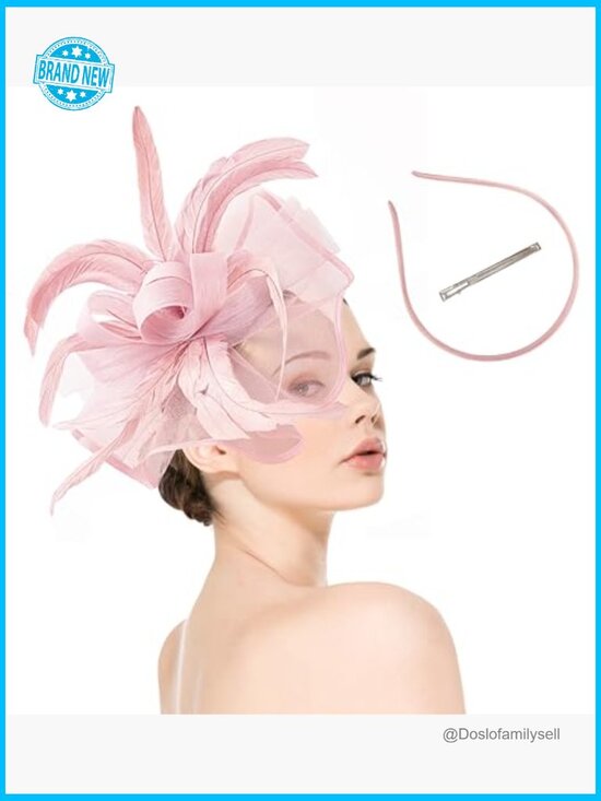 Vintage Fascinator Hat Headpiece Feather Floral Derby Wedding Cocktail Tea main image 5